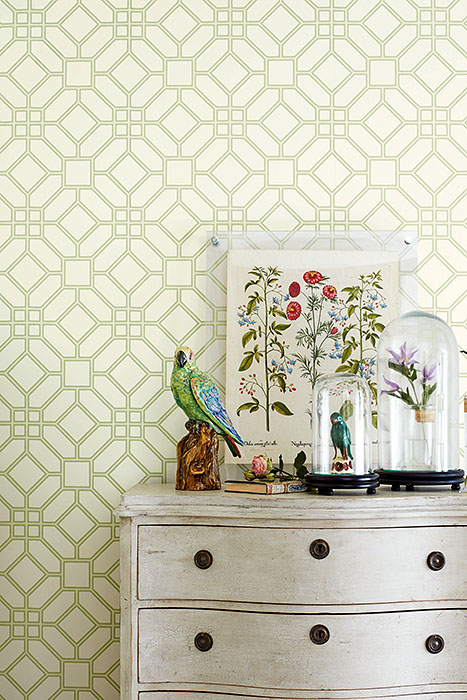 Обои Zoffany Woodville Papers Veranda Trellis Duck egg 311342 фото в интерьере Обои Zoffany Woodville Papers Veranda Trellis Duck egg 311342 фото в интерьере